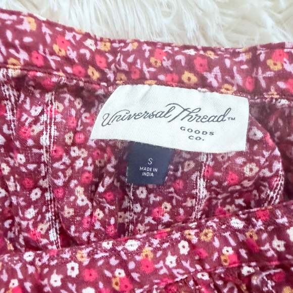 Universal Thread Burgundy Floral Smocked Blouse - Picture 2 of 2